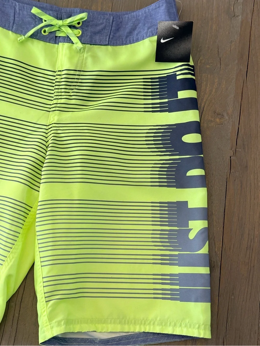 Nike Boys Swim Boardshorts Neon Yellow-green Black/Gray Logo Swim Size-XL NWT